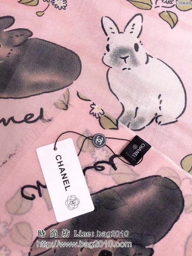 CHANEL香奈兒 2018最新限量款 網紅爆款C家限量兔兔羊絨圍巾 CH068 LLWJ6957